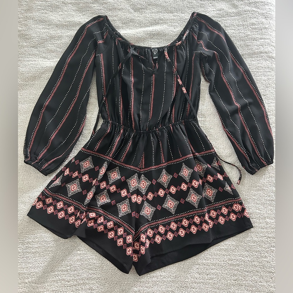 Windsor Black and Red Patterned Romper